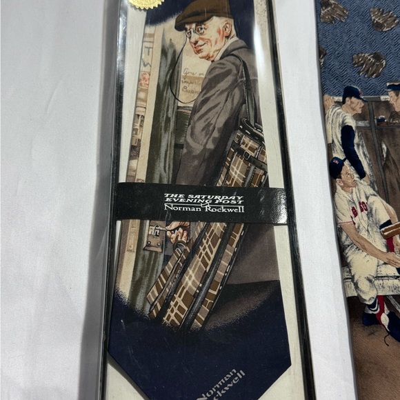 3 VINTAGE NORMAN ROCKWELL SILK TIES. DOCTOR, GOLFER, & BOSTON RED SOCKS BASEBALL - Picture 4 of 7